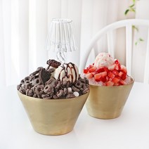 골드 티타늄 무광 이중 빙수볼, 티타늄 이중빙수볼 18cm, 1개