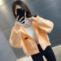 집업 티셔츠 일찍이 타입 작은 키 숏 후드맨투맨 가디건 여성의류 봄가을 얇은 지퍼 코트 2022 상의 4096340569