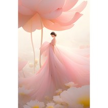 연꽃 요정 연화선자 인물그림그리기 빈티지 수묵화 미인도 아름다운 식물 풍경도 색칠게임 diy피포페인팅세트 홈데코유화그림 액자포함 집중력&인지능력향상 집콕수공예취미제품, 연꽃 요정 미인도 그리기-03, 40*50cm(액자포함)