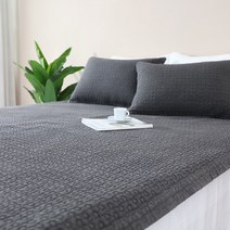 이솔홈 사계절 순면 누빔 피그먼트 워싱 60수 이불 겸 패드 S Q, 차콜