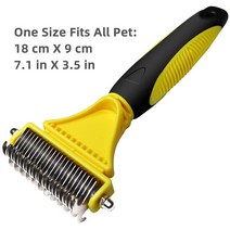 애완 동물 스테인레스 스틸 그루밍 브러시 양면 흘리기 및 Dematting Undercoat 레이크 빗 개 고양이 용 매듭 엉킴을 쉽게 제거, 노란색