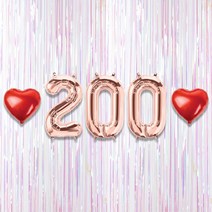 200일 이벤트 포토존 세트 아기 기념일 커플 축하 기념 숫자 풍선 하트, 19.커튼-(펄화이트)-200(소)-로즈골드