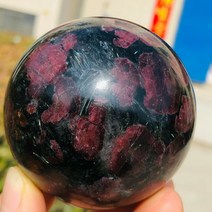 도자기 석등 돌절구58-65mm 희귀 아름다운 가닛 공 크리스탈 원시 돌 블록 구멍 보물 분지 사무실 degaussi, 02 7-8cm
