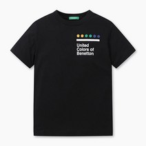 베네통 키즈 로고 그래픽 반소매 티셔츠 3I1XC100QBK