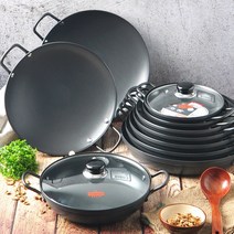 경질 코팅 전골냄비 부대찌개 매운탕 곱창 감자탕 찌개 업소용 식당 탕냄비, 블랙, 04-경질 복 전골냄비 24