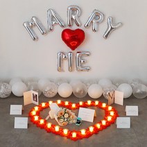 결혼 프로포즈 용품 세트 led 촛불 답 풍선 소품 러브헌터, 01 전기초SET01-1.MARRY ME