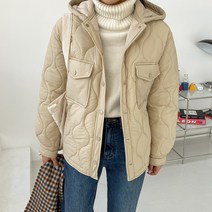 포켓후드퀄팅누빔점퍼