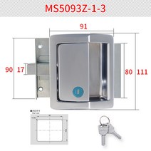 캠핑카 자물쇠 열쇠 실버 기계식 잠금장치 DIY 설치 손잡이 도어락 캠핑 자동차 카라반 도어 입구 문 장금장치 서비스 도어, A.MS5093Z-1-3(키포함) + 1개