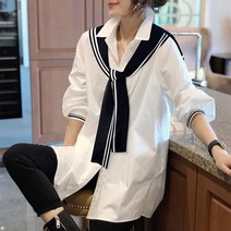 패션고리 여성 카라넥 긴소매 리본 셔츠 C830