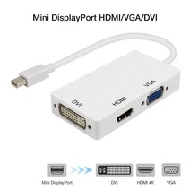 HDMI Mini DP to DVI VGA 호환 어댑터 DisplayPort 3 in 1 Hub 1080P 비디오 컨버터 For iMac Apple MacBook Pro Air, [02] White, [01]  05m