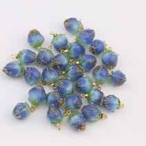 5PCS 일계 열축적 젤 핑크 작은 꽃봉오리 펜던트 DIY 핸드메이드 비녀 팔찌 액세서리 귀걸이 액세서리 재료, 블루베리