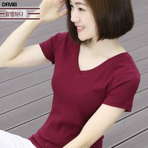 DFMEI 브이넥 반팔 티셔츠 반팔 레깅스 탑