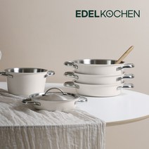 에델코첸 착착 통5중 스텐 냄비세트 미니팬 양수냄비 딥양수 3종 인덕션 용 사이즈 색상 택1, 크림, 20cm