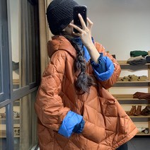 항공점퍼 후드 벨티드 빅사이즈 큰사이즈 예쁜 박스핏 두꺼운 퀄팅 다운 점퍼