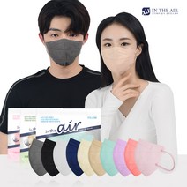 인디에어 유어핏 패션 새부리형 컬러 마스크 대형 M, 25개입, 4개, 네이비