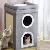 더배라 고양이 3층 빌라형 숨숨집 스크래쳐 멀티 하우스, 그레이