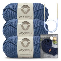[니뜨] 울티마 뜨개실(100g)x3볼+시티즌쁘띠머플러도안+줄바늘7.0mm, 23162_데님블루