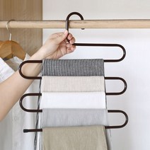 히키스 좁은옷장 공간활용 넥타이 벨트정리 철제 5단바지걸이, 블랙