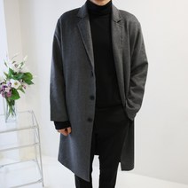 엠클로 남자 오버핏 아크 핸드메이드 싱글 울 롱코트 (1color)