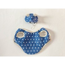핸즈앤독 국내 고급원단 핸드메이드 강아지 도트패딩 모자set 애견의류, 도트패딩조끼+모자set-베이비블루