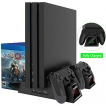 OIVO 일반 PS4 / PS4 슬림 / PS4 프로 쿨러 다기능 수직 냉각 스탠드 LED 표시등이있는 PS4 컨트롤러