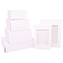 6Pcs 크 래 프 트 종이 쿠키 사탕 상자 PVC 창 결혼식 크리스마스 선물 포장 장식 생일 파티 용품, 03 white_06 17.5x13.5x3.5cm