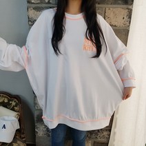 상상그이상 여성용 국내제작 기모 남녀공용 뮤직 맨투맨 박스티 유니크한 봉제선 포인트 코디걱정 없는 가볍고 따뜻한 티셔츠세트 가성비 좋은 빅사이즈 커플템