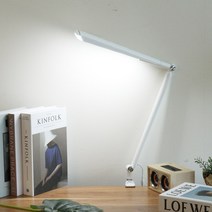 아이클 WJK-251C LED스탠드 집게형 클램프형 학습용 책상스탠드, WJK-251C화이트+원형받침대