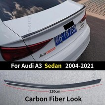 스포일러리어 스포일러 에어 댐 트렁크 립 액세서리 아우디 A3 S3 2004-2021 8PA 8VA 8VS 8V7 2010 2012 2, 04 Carbon Black 120CM