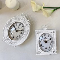허니상점 프렌치 화이트 탁상시계 엔틱 쉐비 사각 원형 스탠드 시계 /2style, A 사각