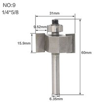 1/4 "생크 고품질" T 비스킷 조인트 슬롯 커터 조인트/슬로팅 라우터 비트 목재 작업, 09 NO9