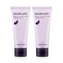 파파레서피 가지 클리어링 머드 크림 마스크 100ml 2개 [증정] 봄비 펩타 앰플 마스크팩 2매, 5세트