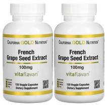 캘리포니아골드뉴트리션 프렌치 포도 추출 100mg 120정 2팩 Grape Seed, 1개, 기본
