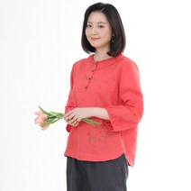 애비뉴투지 엄마옷 햇살 린넨 여성 여름 칠부 셔링 카라 마 블라우스 B07248