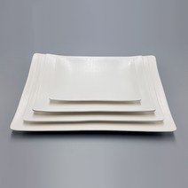 굿다이닝 멜라민 매트 사각접시, 크림, 1개