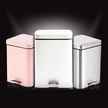 튼튼한 무소음 사각 페달휴지통 (6L 12L) 냄새안나는 페달 기저귀 사각 스테인레스 쓰레기통, 쿠팡1 아이스초코 휴지통12L_화이트