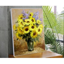 KNH 황금빛 해바라기 재물운 해바리기그림 화병의 해바라기SUN0004, 화이트