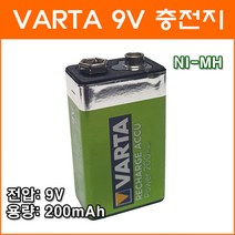 바르타 9V 200mAh 9V 충전지 Ni-MH 충전지 FC-1 6F22 6LR61 배터리 충전용 2차전지, 1개, 1개