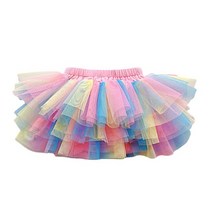 뱃살커버 안감소녀 레인보우 스커트 여름 귀여운 공주 투투 볼 가운 위한 생일 옷 반바지