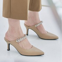 베리슈 여성 7CM 반짝이 큐빅 뮬 슬리퍼 하이힐