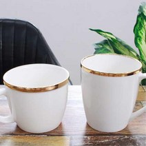 모던카페 레스토랑 골드테두리 머그컵2P 커피잔 스프 스프볼 예쁜컵, 슬림형