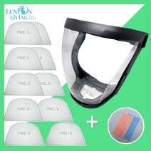 [루시온리빙] 필터 김서림방지 안면고글 (필터 10개 + 고급 안경닦이 증정), 1개, A. 필터형 투명렌즈 [블랙]