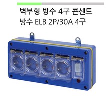 천우티이엠 CW100-3 4구 방수형 콘센트 방수 ELB 2P 30A 벽부형 분전반용, 1개