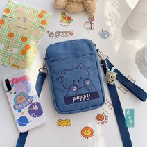 Ogfaour 해외 여름 만화 귀여운 휴대 전화 가방 여성 메신저 미니 가방 야생 캔버스 단일 어깨 수직 스타일