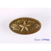 10X 15*8mm 품질 골동품 황동/실버 웨스턴 텍사스 스타 가죽 공예 장식 금속 스터드 리벳 타원형 버튼 Conc, 01 Antique Brass