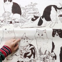 고양이삼촌 DIY 린넨 패턴지 나른한 고양이 (145X90cm)