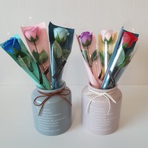 늘솜아뜰리에 비누장미 1송이 꽃다발 비누꽃 한송이 미니꽃다발/ 기념일/ 행사용/ 단체선물/ 단체주문, 민트