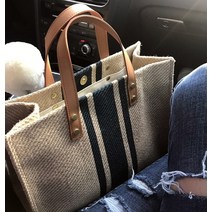 F006547 [끈포함] 라인배색 사각쇼퍼백 토트백