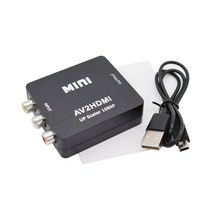 AV2HDMI RCA AV/CVSB L/R 비디오-HDMI 호환 AV 스케일러 어댑터 HD 비디오 컨버터 변환기박스 1080P 지원 NTSC PAL, [01] Black