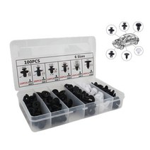 차징샵유통 차량용 자동차 프론트 패스너 커버 클립 6가지사이즈 100PCS, 차량용 플라스틱 패스너클립 100개